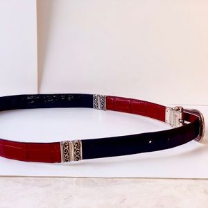 NEW UNUSED BLACK AND RED LEATHER BRIGHTON BELT
